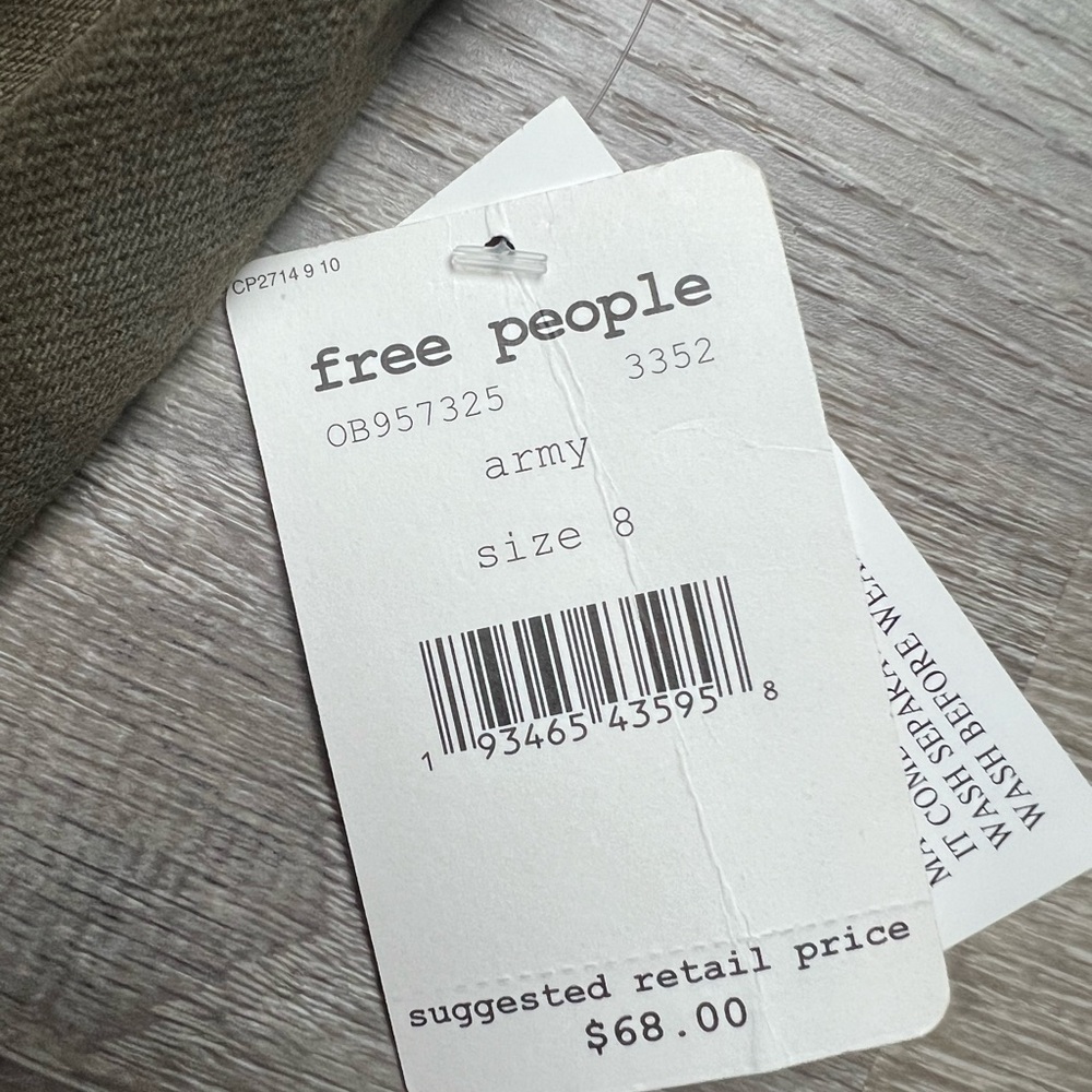 NWT‎ Free People Army Green Skirt- 8 - Picture 6 of 7